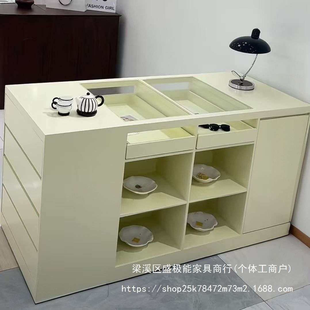 盛极能女装店收银台烤漆饰品柜陈列柜服装店中岛台展示柜双面柜SJ