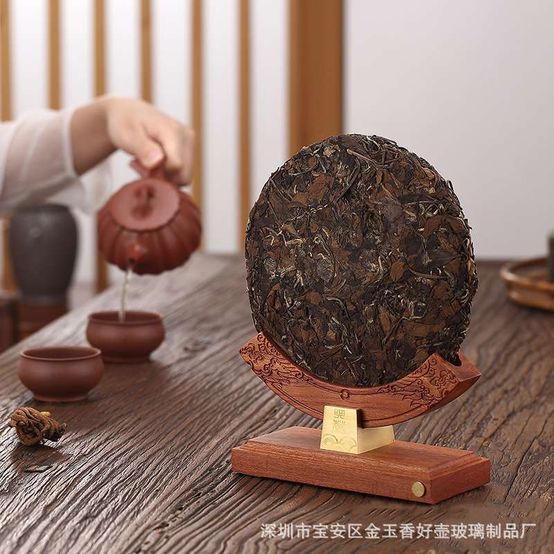 茶饼架黑白茶饼展示架摆放支架实木高档茶具配件高档茶托普洱茶架