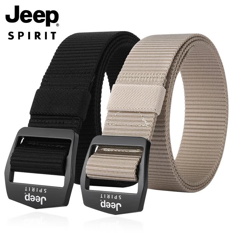 JEEP SPIRIT吉普皮带男帆布腰带平滑扣中青年尼龙布休闲百搭裤带