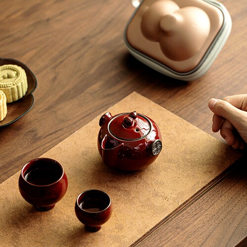 故宫红葫芦便携快客杯一壶两杯