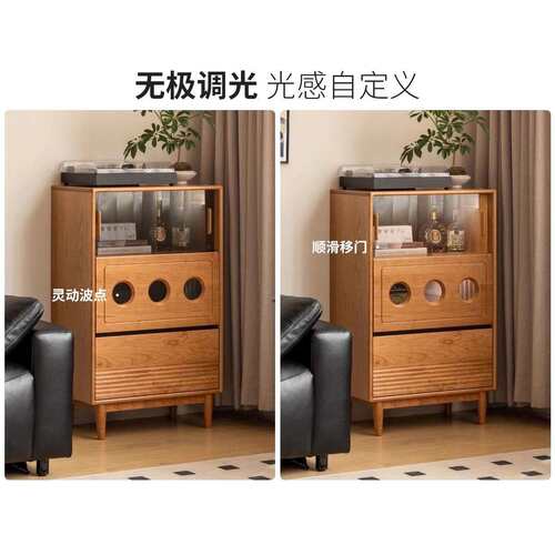 边柜客厅中古风收纳储物柜复古展示柜胡桃色立柜北欧樱桃色收纳柜
