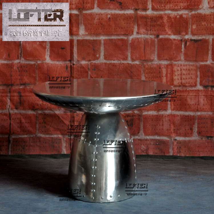 咖啡店酒吧茶几LOFT工业风铝皮铆钉个性小圆桌酒吧KTV设计师茶几