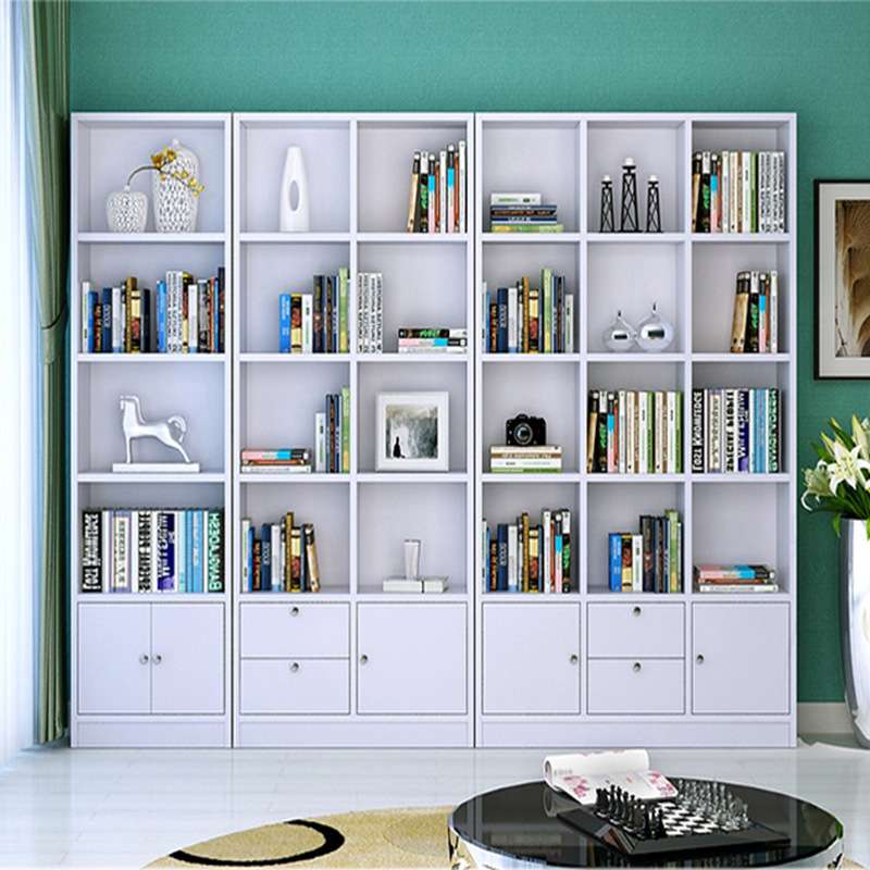 书柜书架组合落地带门储物柜层架木质板式办公室书架 带抽屉书柜