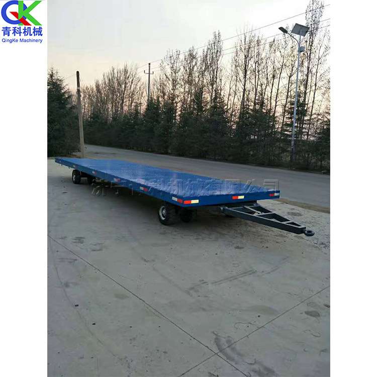 青科牌10吨平板拖车 重型牵引拖板车 物流台车 充气式实心轮胎