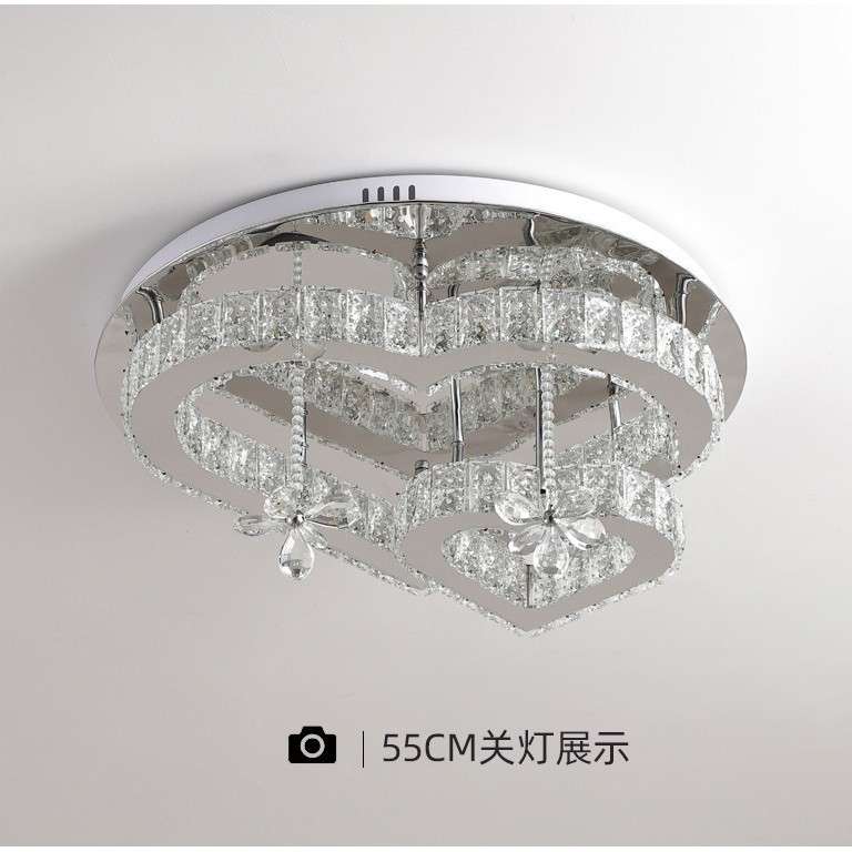 轻奢卧室水晶吸顶灯现代简约创意心形书房灯温馨浪漫主卧房间灯具
