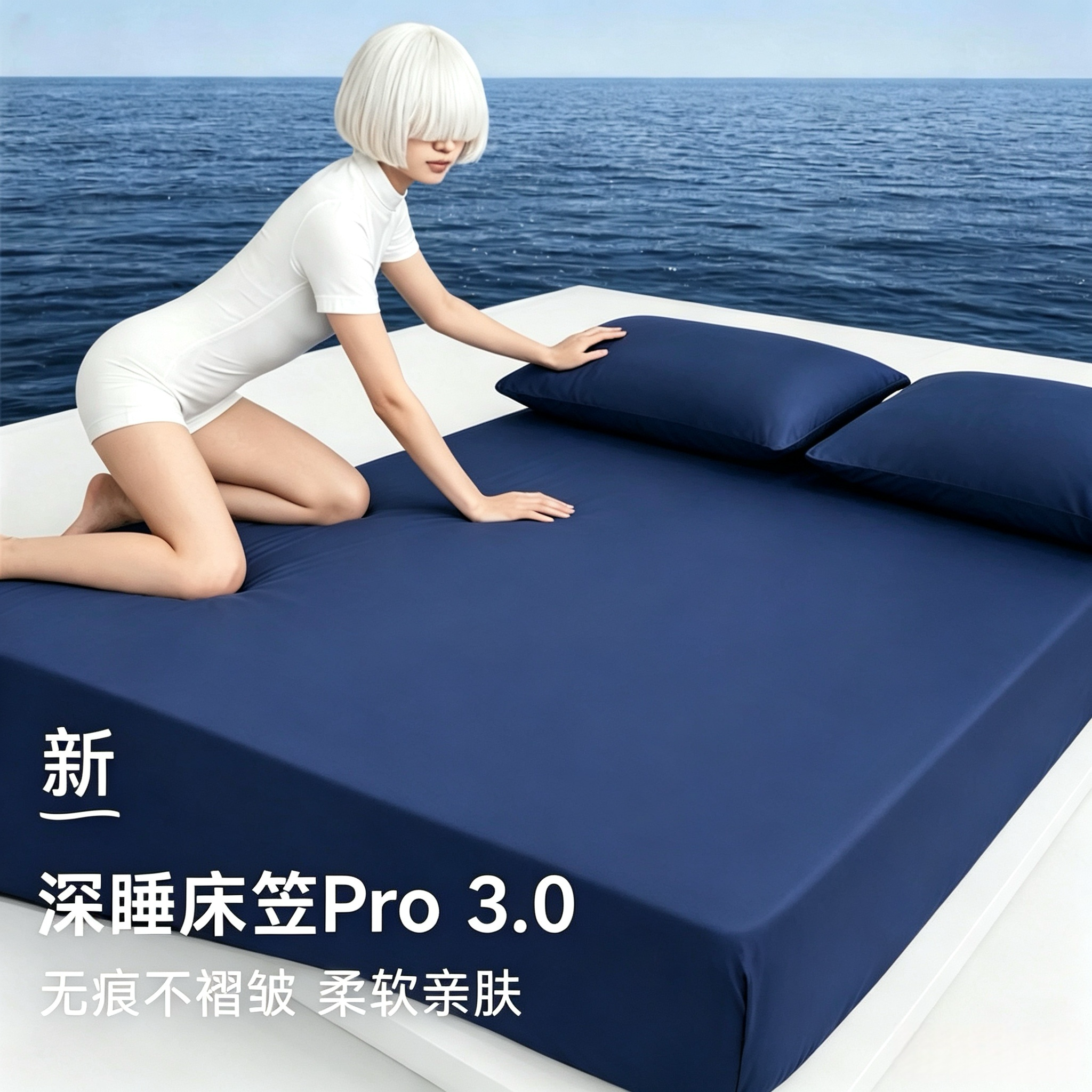 深睡Pro3.0凉感床笠小冰皮凉感丝床笠枕套三件套单全包床罩防滑B