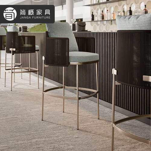 户外露天吧台吧椅休闲花园庭院高脚桌椅别墅酒店民宿藤编吧椅吧台