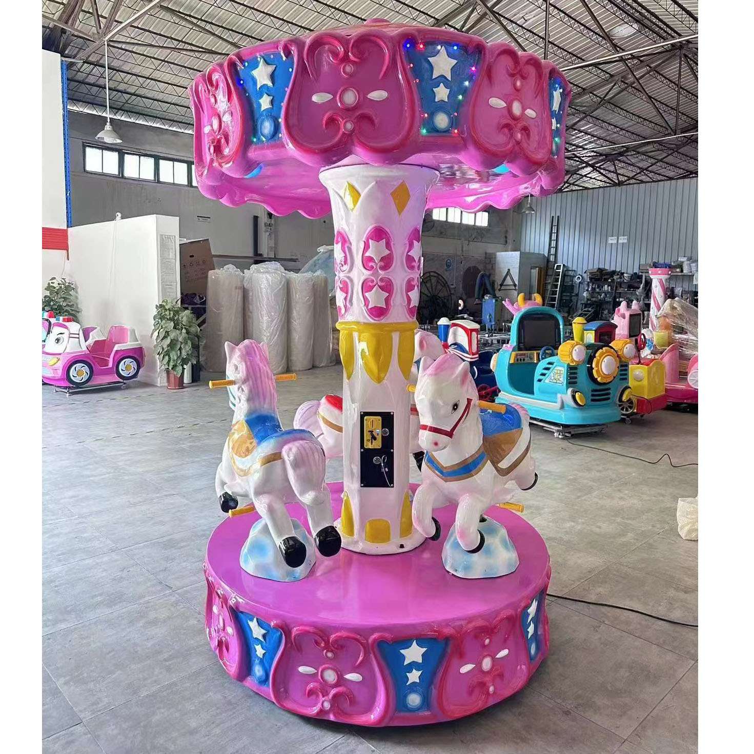 景区3座旋转木马游乐设备 室内儿童乐园娱乐游乐设施豪华转马厂家