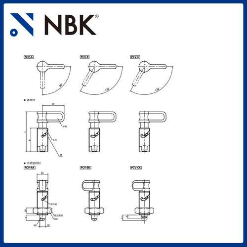 NBK PCV 手柄型分度柱塞 不锈钢弹簧销定位销分度销 机械配件直供