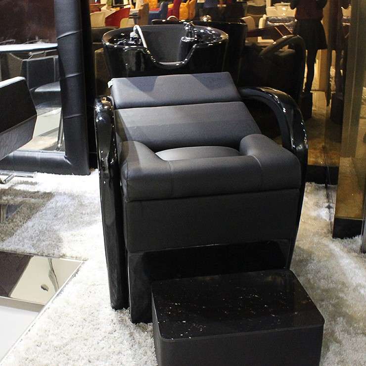 洗头床理发店专用冲水床现代大方理发店半躺冲头床玻璃钢陶瓷盆床