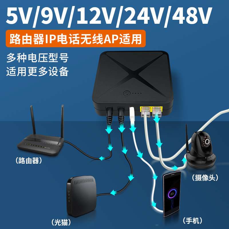 POE24V12V9V路由器电池光猫监控不间断电源续航miniups长续航