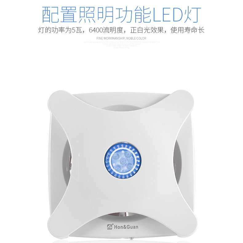 鸿冠换气扇带照明灯排气扇窗户式酒店卫生间排风扇静音设计