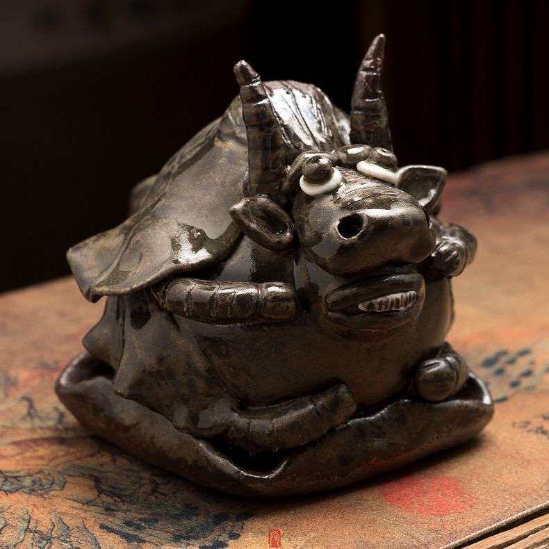 清水柴烧龙之九子茶宠桌面陶瓷窑变摆件创意手捏精品茶具配件