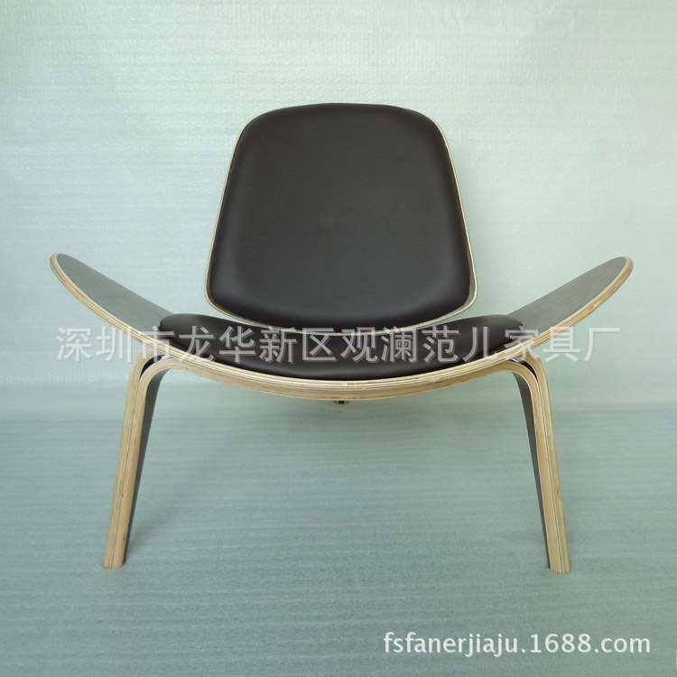 北欧经典设计师现代微笑椅三脚椅贝壳椅螳螂椅胡桃木沙发