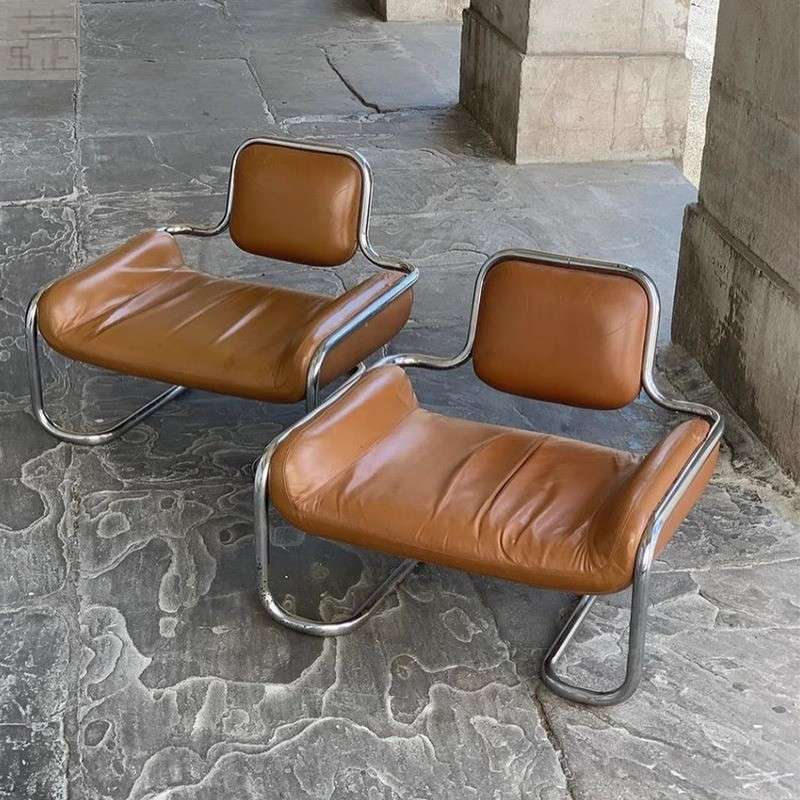 中古设计师Lemon sole chair不锈钢凸字休闲椅个性单人沙发椅北欧
