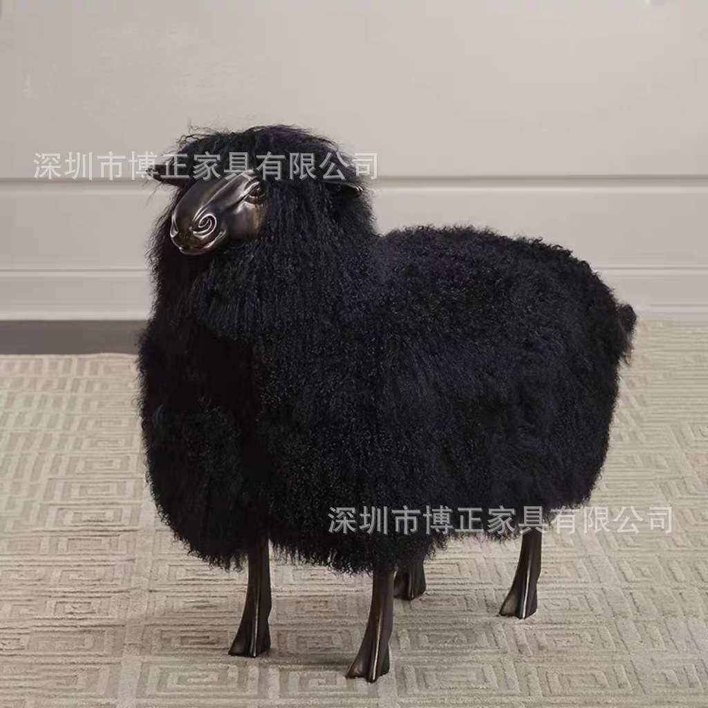 创意小羊肖恩玻璃钢休闲椅羊毛仿真动物沙发椅客厅酒店艺术装饰