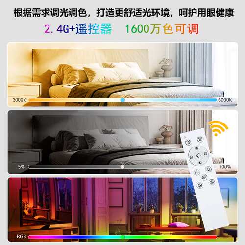 跨境RGB彩色吸顶灯氛围灯护眼led客厅卧室餐厅派对灯现代简约