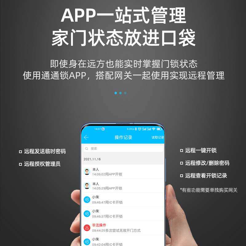 公寓密码锁出租房东手机APP远程管理通通锁民宿IC卡小程序智能锁