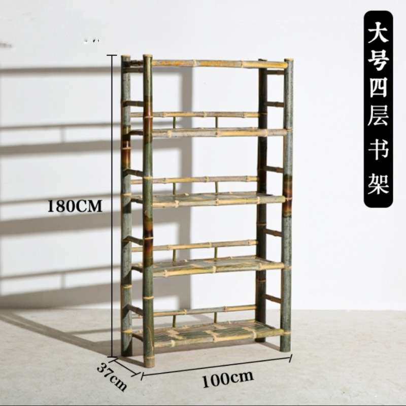 竹子带门大书架竹制品家具自由组合储物架禅意茶室置物架竹架子