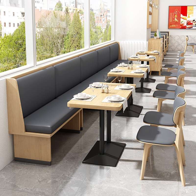北欧简约奶茶店桌椅组合咖啡店清吧餐厅商用休闲坐椅卡座靠墙沙发