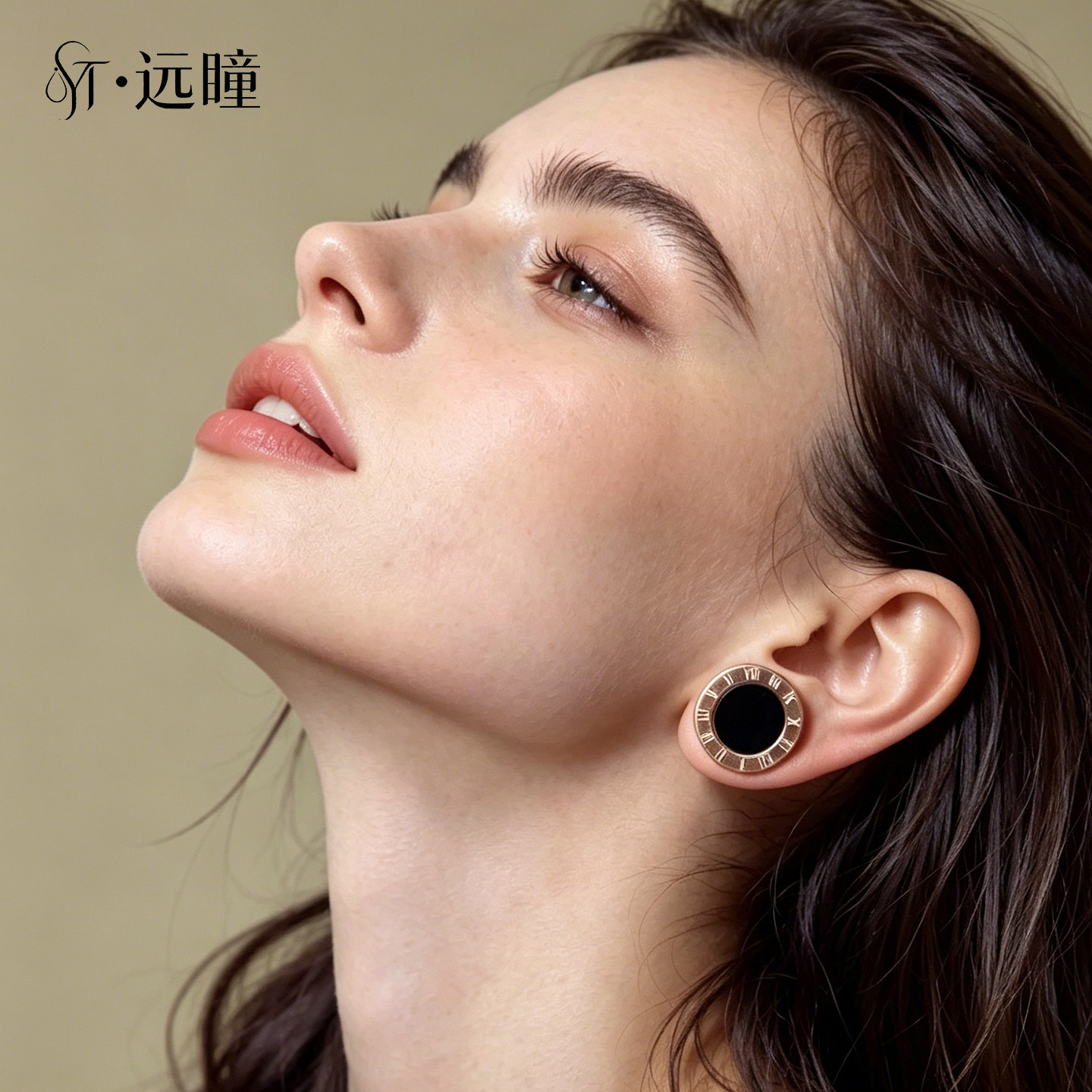 轻奢小众罗马数字钛钢玫瑰金耳钉
