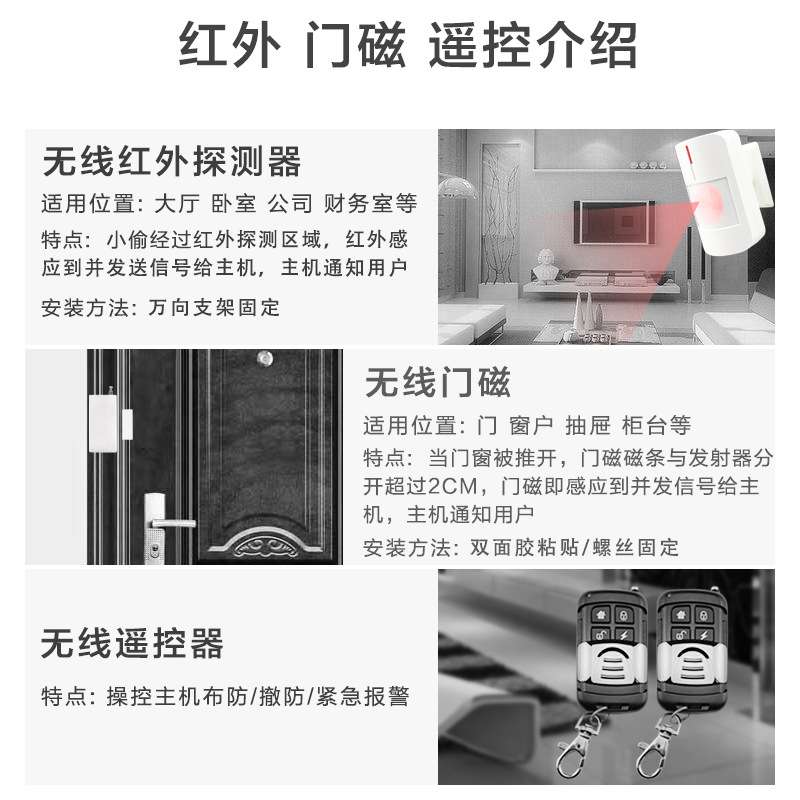 时刻SK968C防盗报警器家用店铺有线无线红外线报警主机安防系统