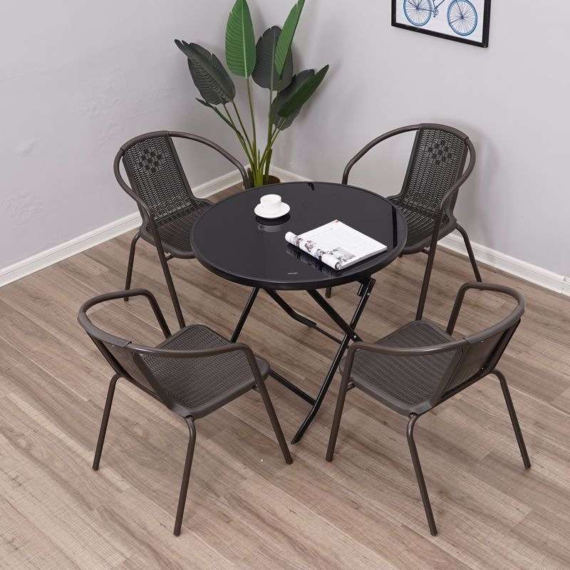 户外桌椅庭院可折叠组合露天休闲防水防晒奶茶店一桌四椅餐椅套装