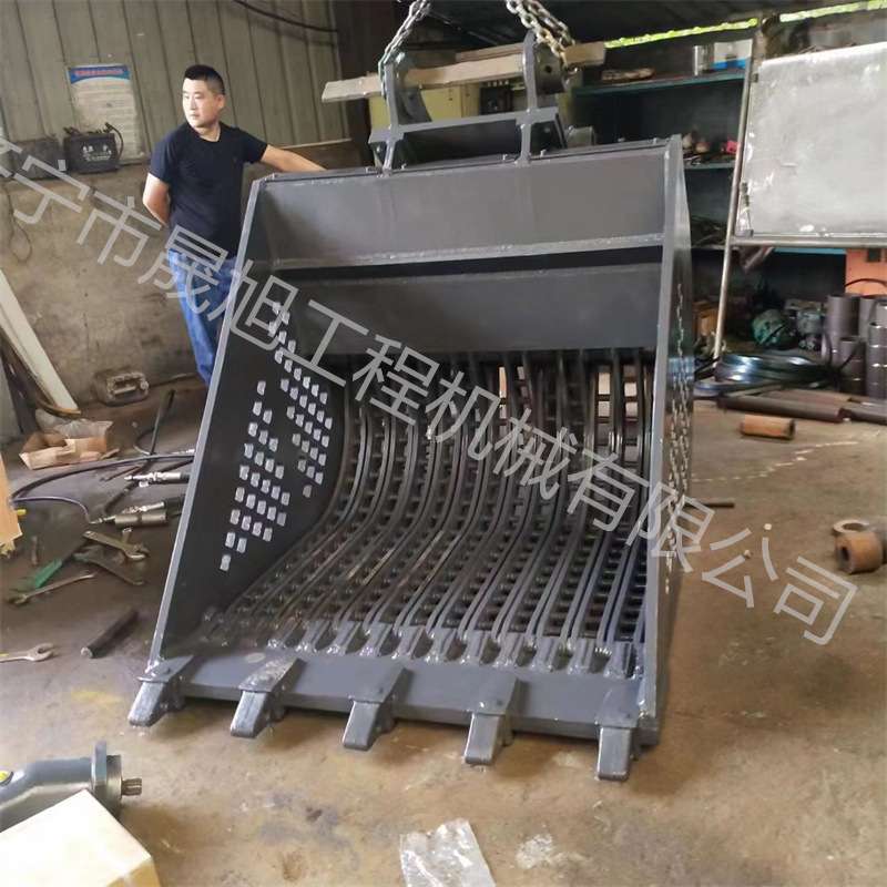 振动筛分斗液压滚筒筛高频振动网格筛斗液压洗沙挖斗滚筒筛分斗