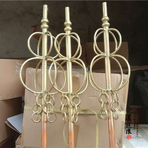 厂家直供禅杖 铜兵器法器用品地藏王禅杖法杖锡杖铜雕摆件
