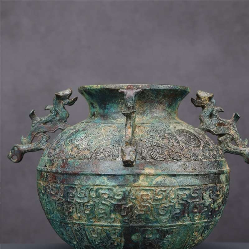 山西古青铜器摆件西周四龙罍酒具博物馆文化展览收藏艺术品摆件