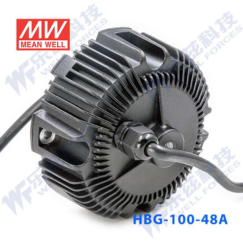 HBG-100-24B 100W 24V4A圆形铝壳工矿天井灯IP67防水LED调光电源