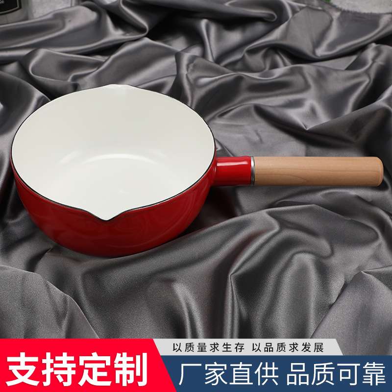 18CM雪平锅搪瓷金属单柄日式牛奶奶锅家用搪瓷汤锅迷你煎蛋锅