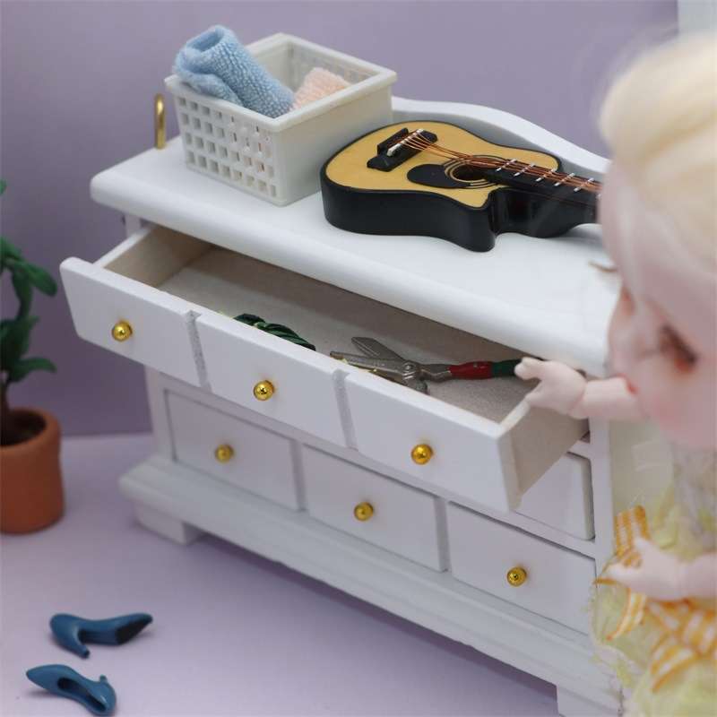 1:12迷你娃娃屋家具DOLLHOUSE配件12分微缩摆件仿真三层抽屉柜子