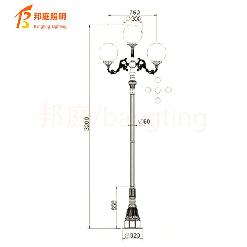 双头欧式太阳能庭院灯户外防水3米别墅公园小区路灯中式灯笼景观