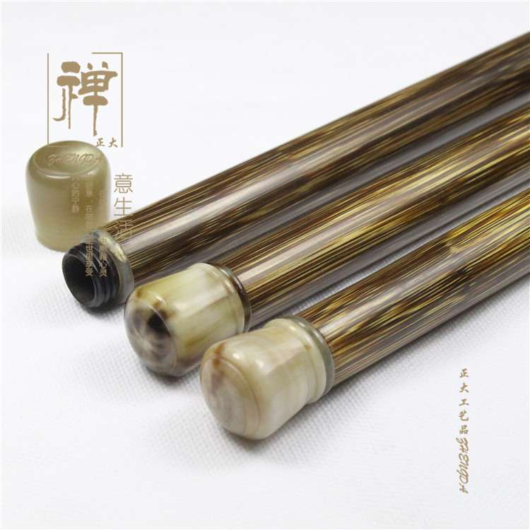 正大天然老金丝竹长款镶花牛角螺口线香盒线香筒卧香管竹制工艺品