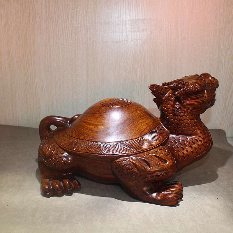 厂家直销雕刻龙龟工艺品摆件 办公室木质家居风水客厅摆件