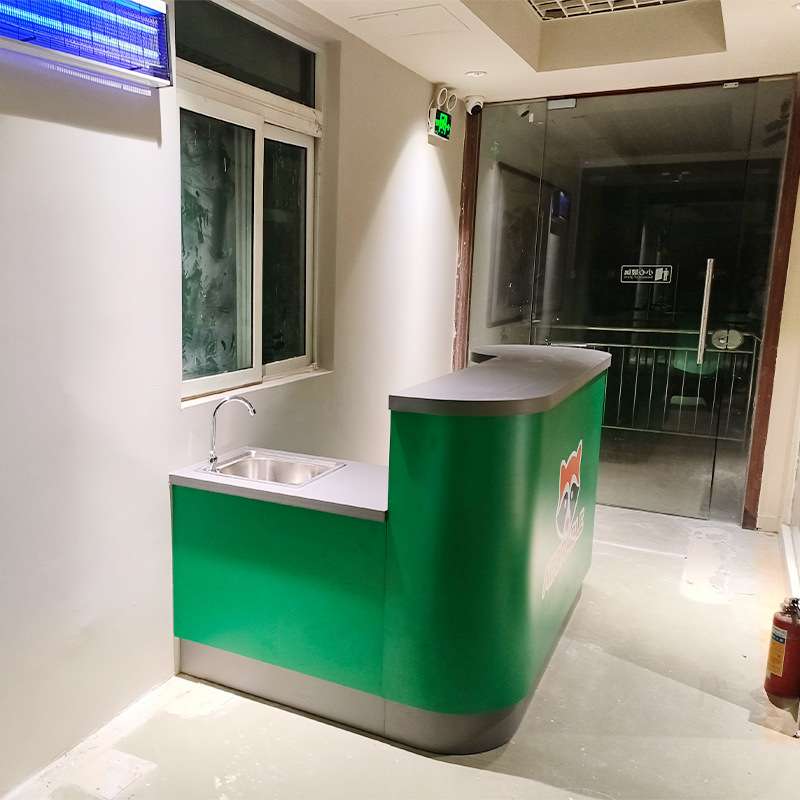 前台接待吧台柜公司弧形接待台 宠物店收银工作台水吧台一体柜