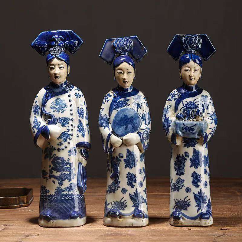 创意中式侍女风古代美女陶瓷古典现代家居客厅装饰宫廷人物摆件