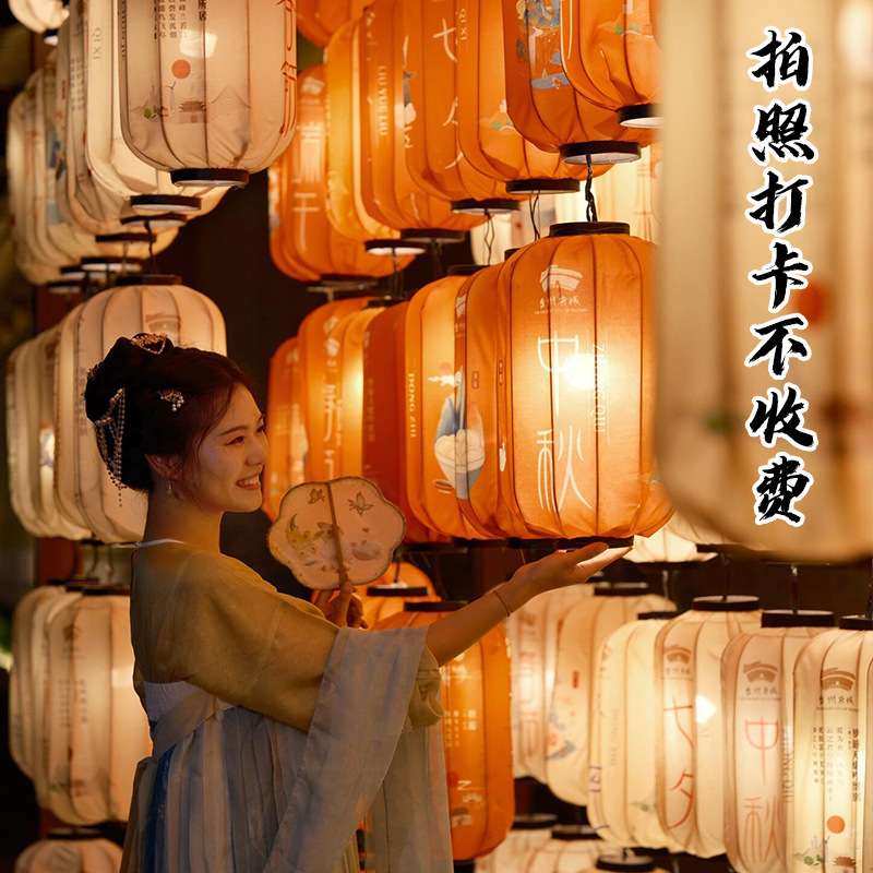 2025新款中式灯笼户外防水晒景区装饰中秋布置仿古风宫灯印字logo