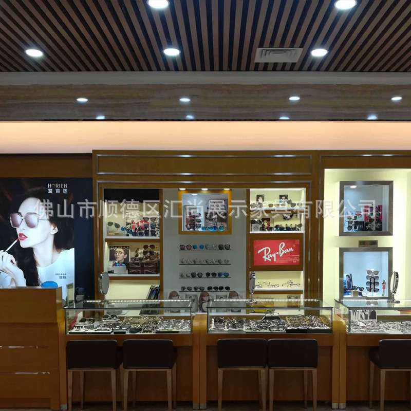 woogo眼镜店 珠宝展示柜定 制黄金蜜蜡琥珀银饰品柜台眼镜展柜