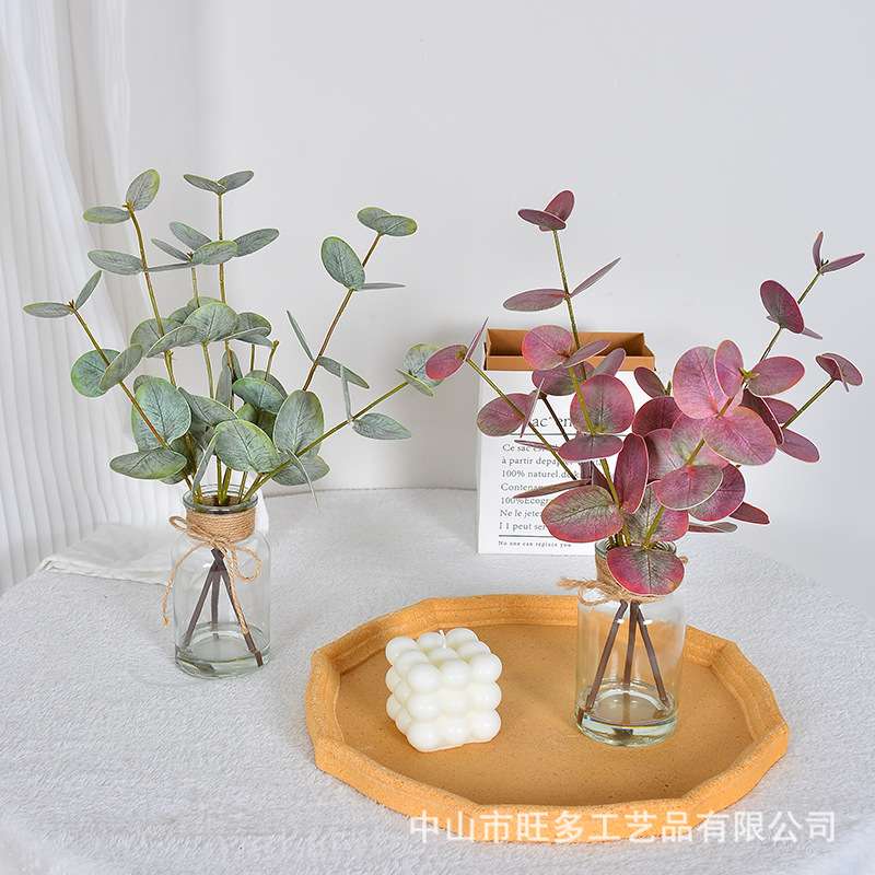 新款亚马逊仿真尤加利仿真花成品假水花瓶盆景跨境热销仿真绿植
