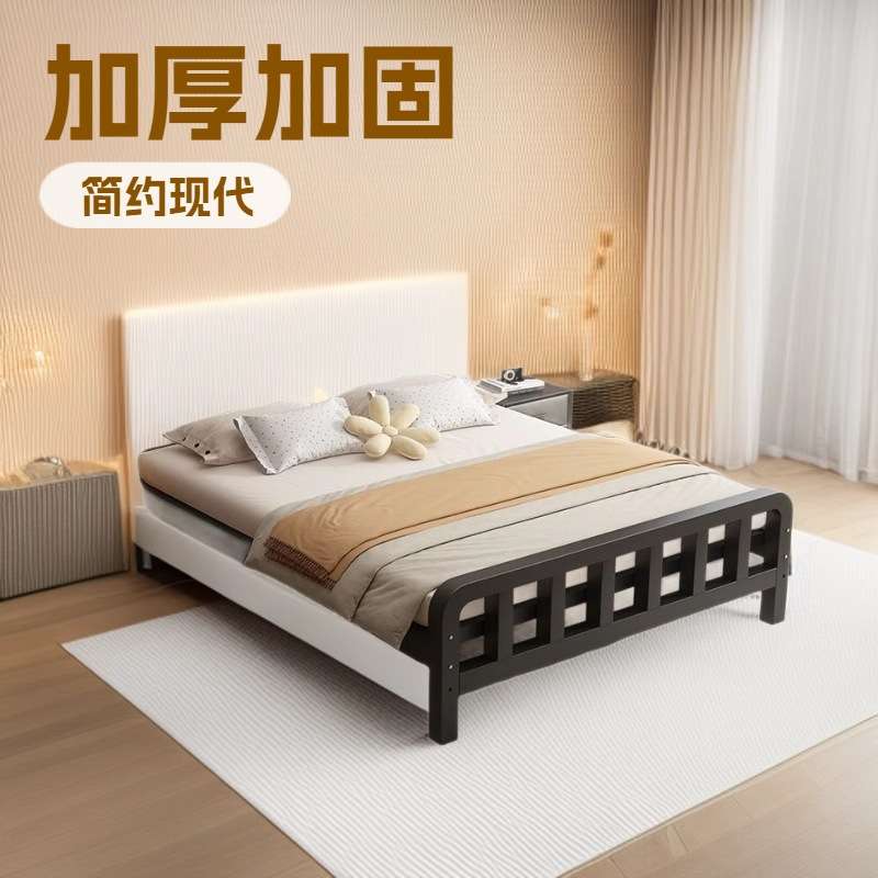 铁架床出租屋特厚加厚铁床组装铁艺床加粗加厚铁床卧室轻奢简易床