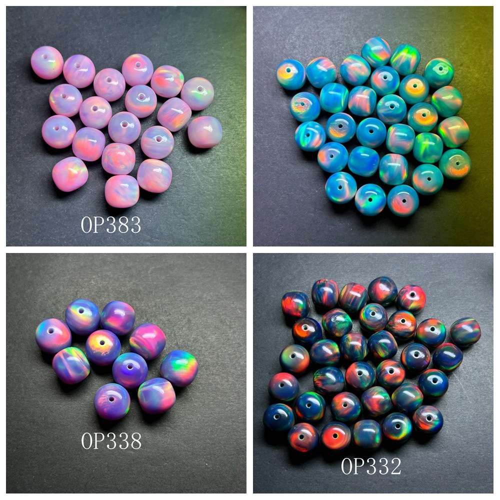 新品星云老型珠欧泊古玩隔珠配件欧珀石彩虹5x7mm大肠欧泊石散珠