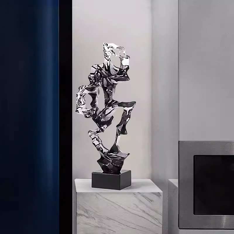 新中式高档透明树脂太湖石样板房家具卖场软装饰品售楼处客厅摆件