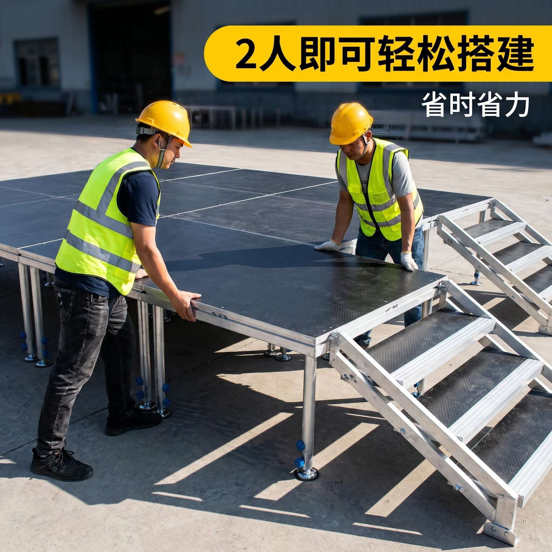 新款卡扣舞台桁架婚庆T台四腿舞台板酒店T台折叠舞台酒店地台升降