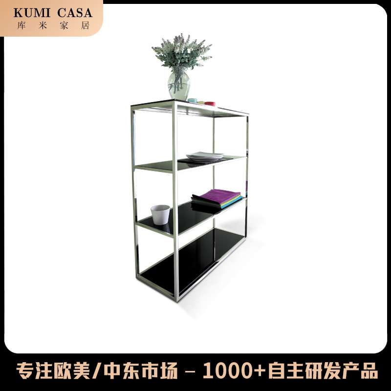 简约不锈钢落地陈列架玻璃服装店置物架轻奢酒柜透明展示柜收纳架
