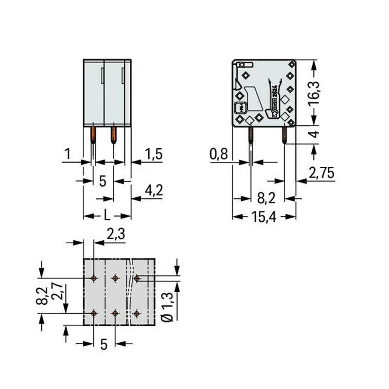 万可接线端子PCB 接线端子,型号 wago 2624-3110