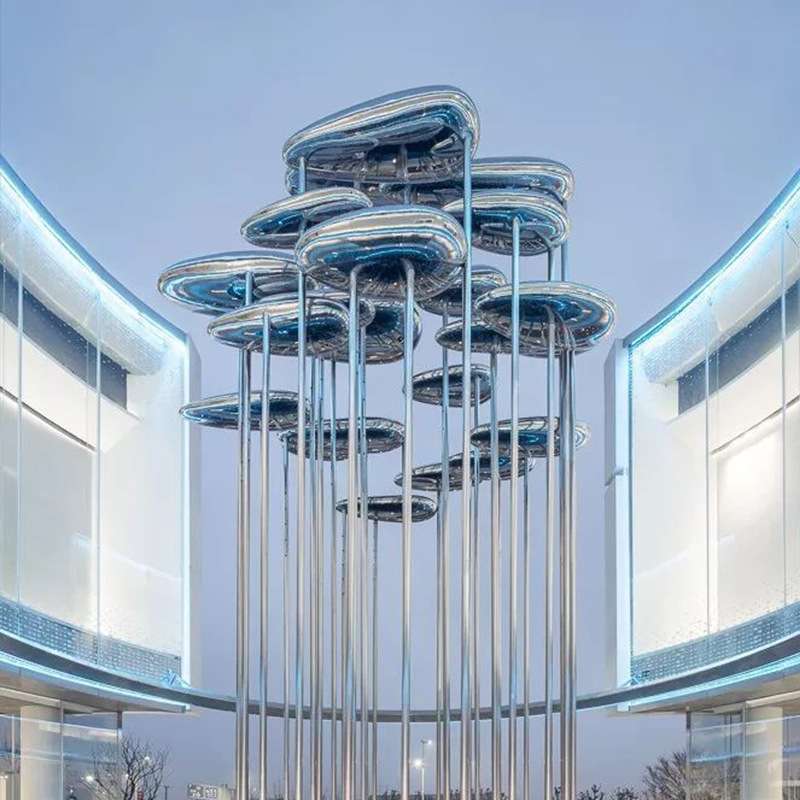 不锈钢云朵雕塑户外金属镜面景观小品雕塑大型商业街广场水景摆件
