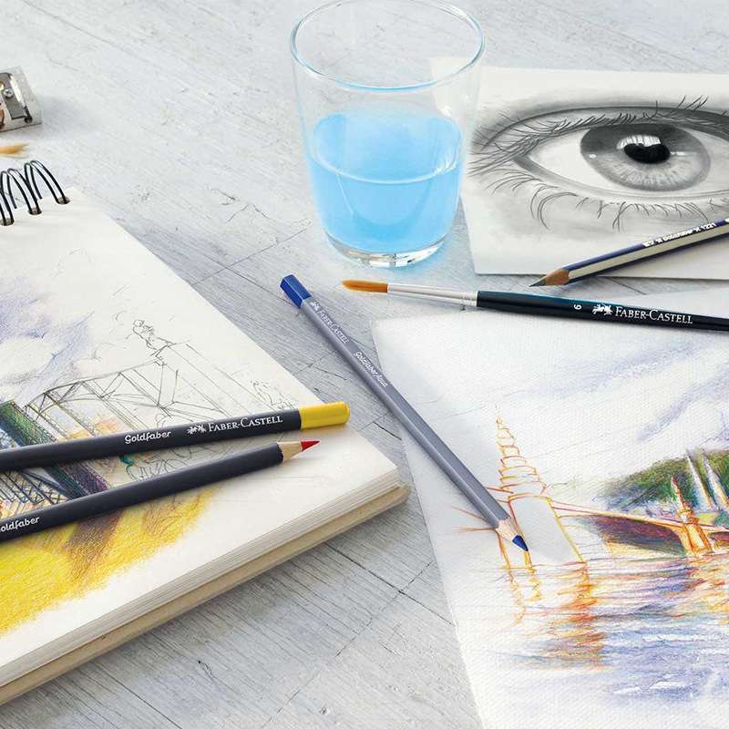 德国辉柏嘉48色水溶性彩色铅笔美术绘画水彩彩铅蓝盒彩色铁盒装