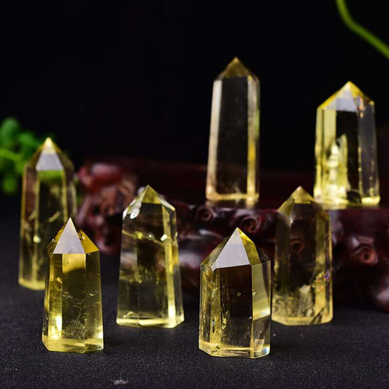 天然黄水晶原石柱子六棱柱单尖柱原石打磨水晶柱家居摆件 柱